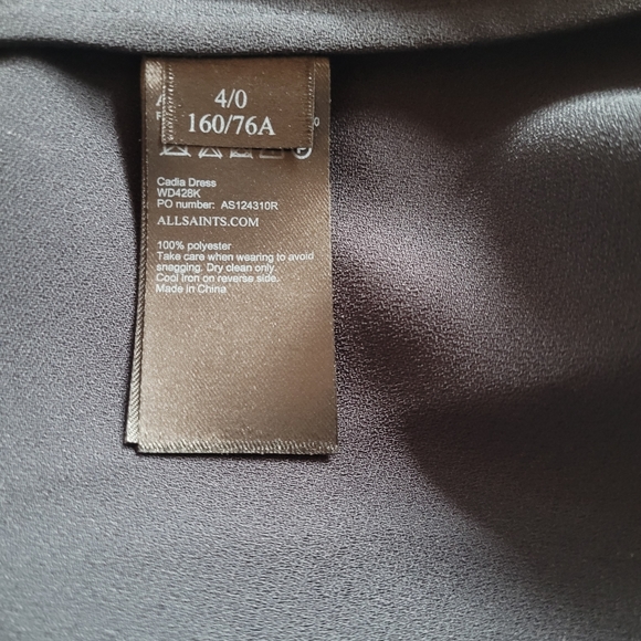 AllSaints Cadia Cold Open Shoulder Wrap Dress, size US 0 - Picture 7 of 8